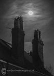 Chimneys in moonlight b&w